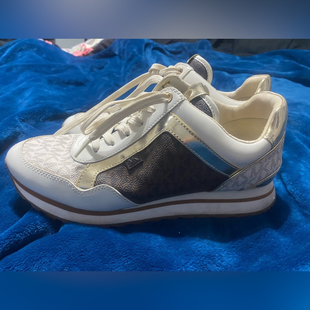 Michael Kors White and Gold Athletic Shoes